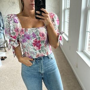 Express Floral Puff Sleeve Blouse